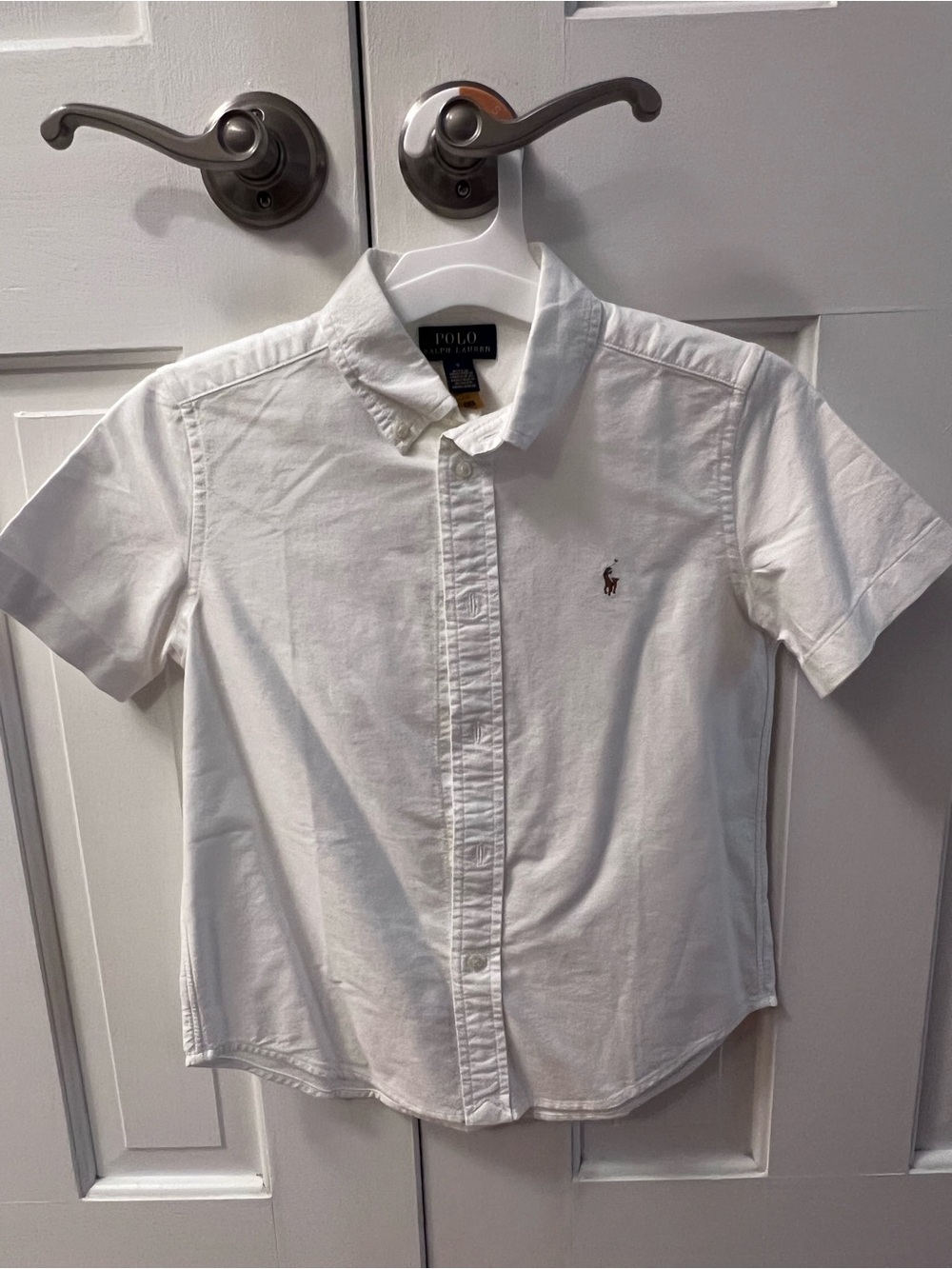 Boys Polo Ralph Lauren short sleeve white dress shirt size 7